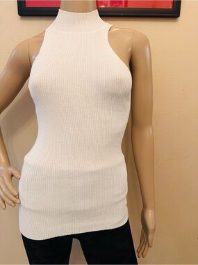 Dion Lee White Ribbed High-Neck Tank